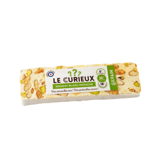 Barre "Le Curieux" nougat blanc pistache tendre